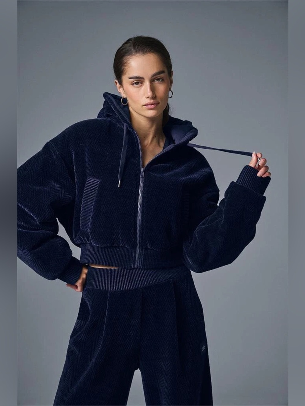 Alo Yoga Cozy Day Full Zip Jacket - Navy - Picture 2 of 8